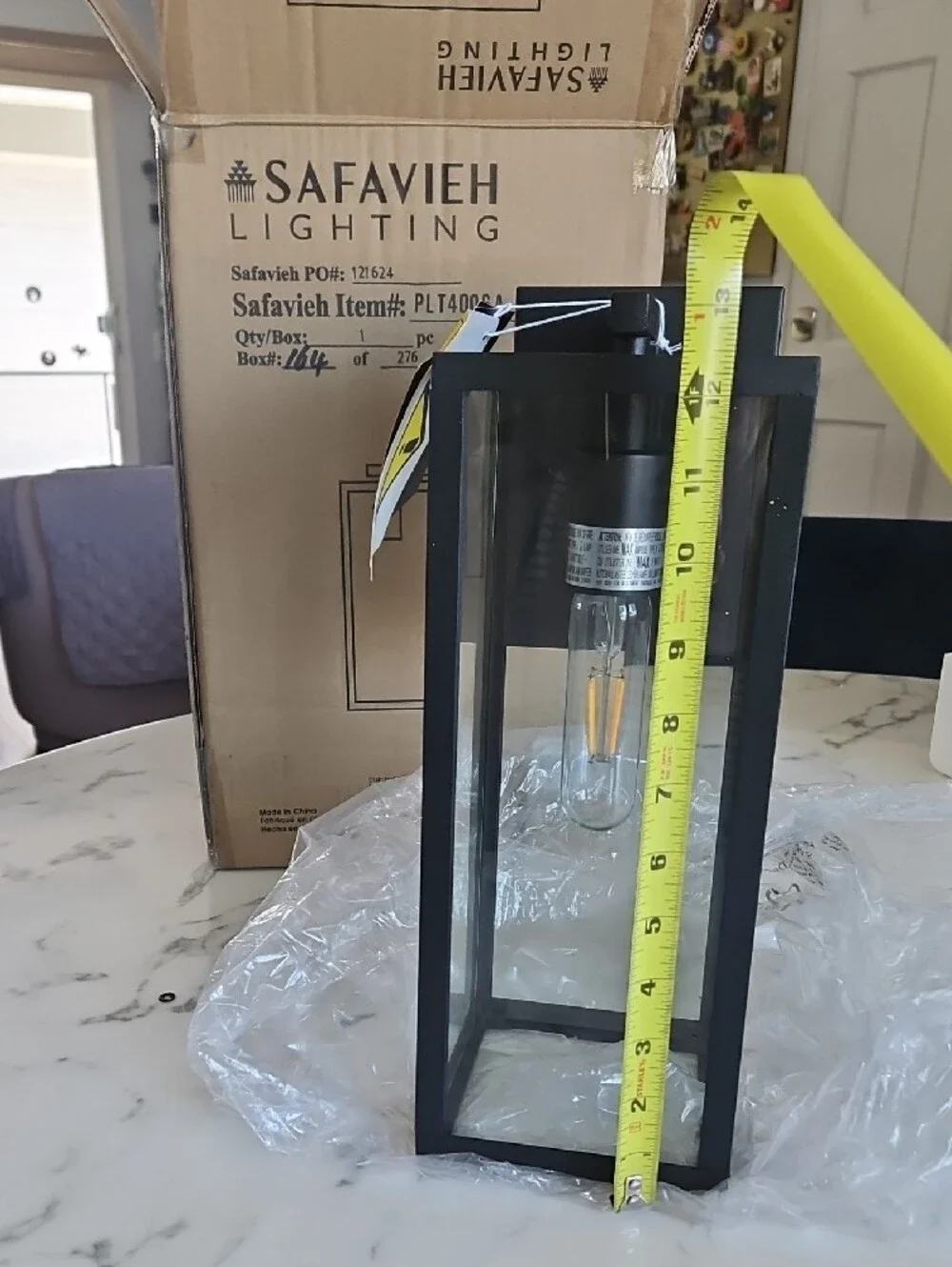 Safavieh Black Metal and Clear Glass Lantern Accent Light